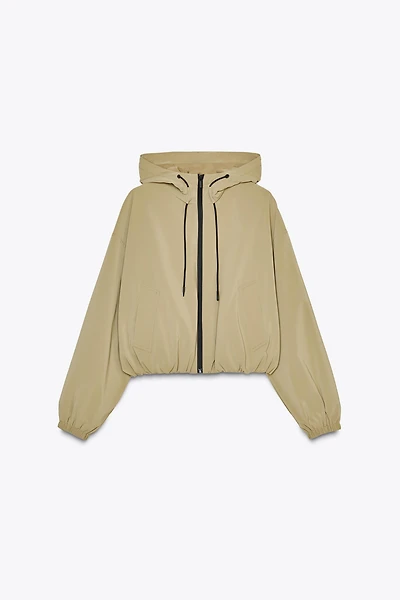 HOODED SHORT RUBBERIZED JACKET
