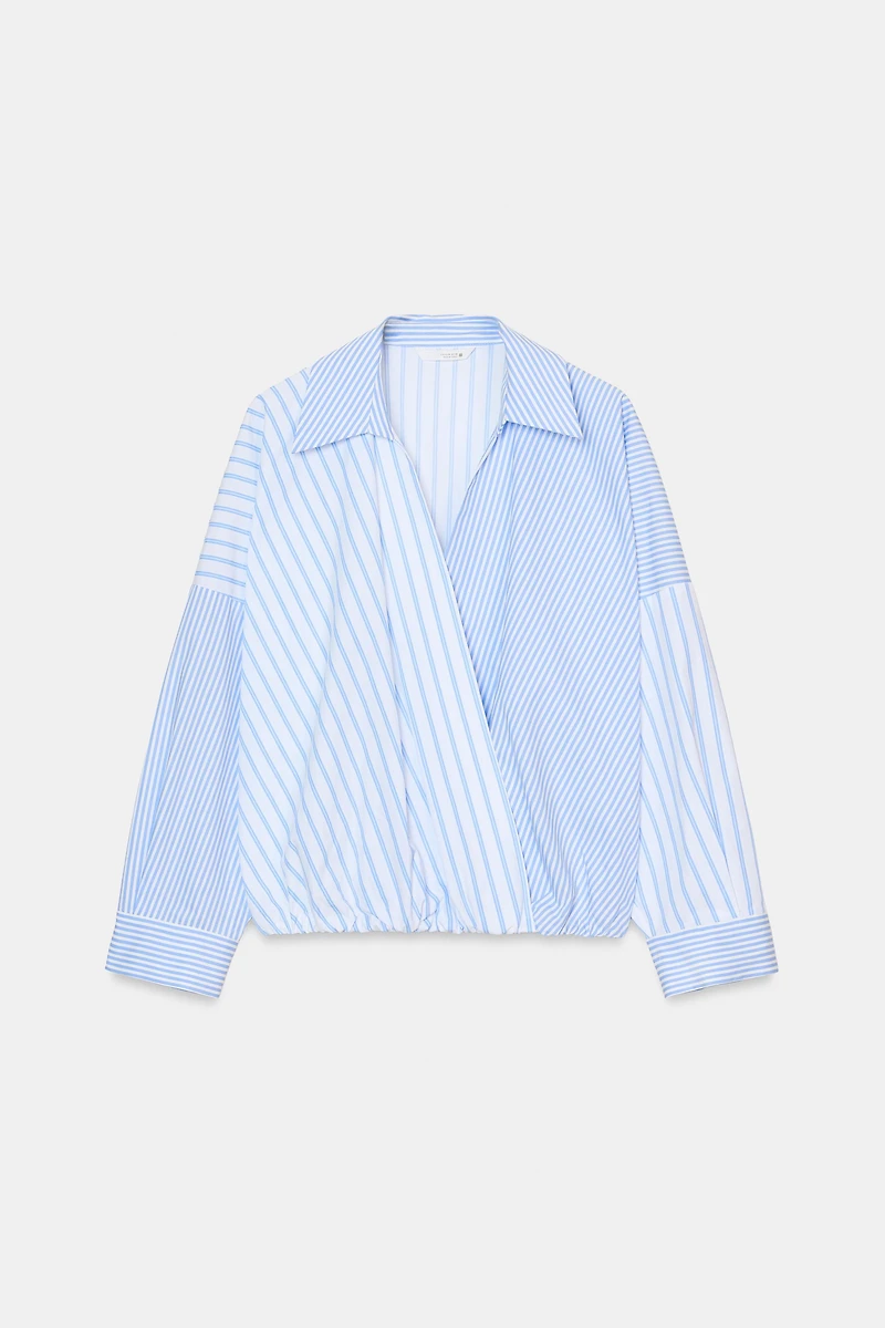 PATCHWORK STRIPED POPLIN SHIRT