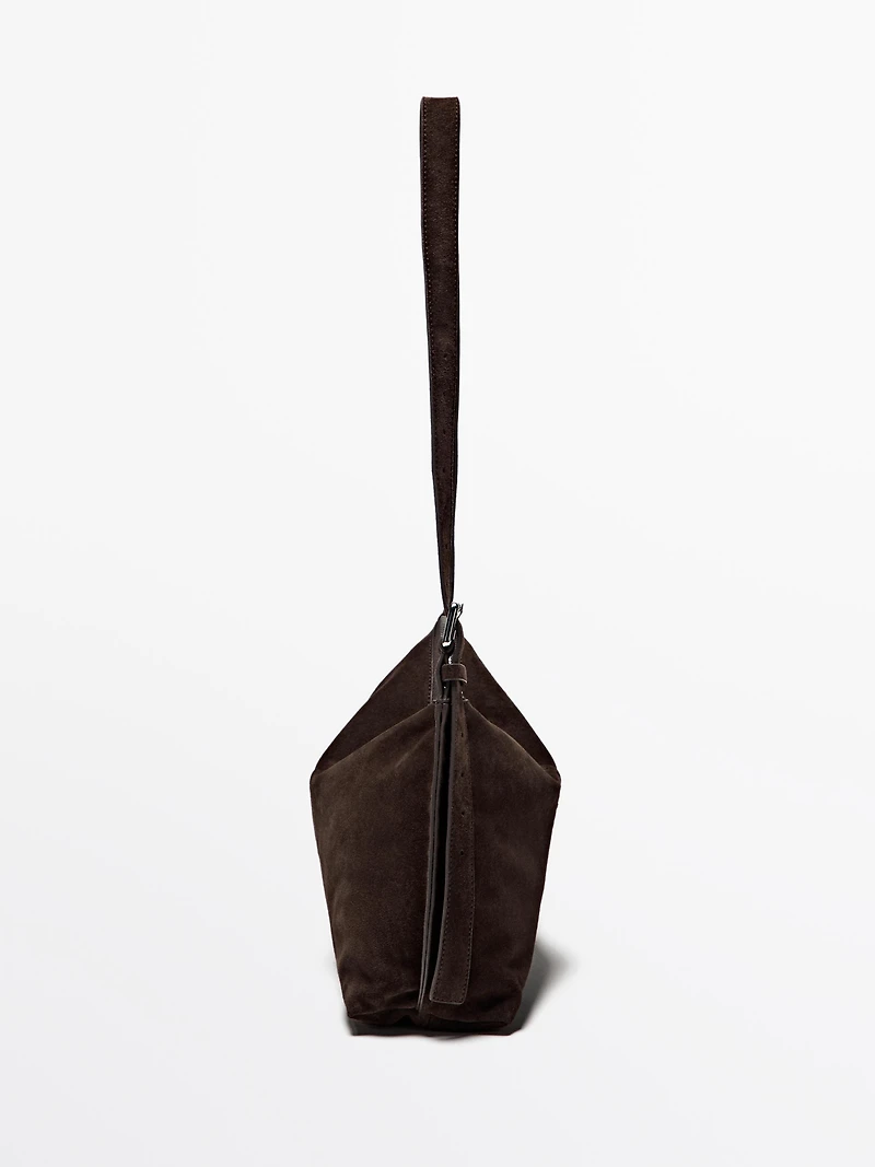 Split suede leather crossbody bag