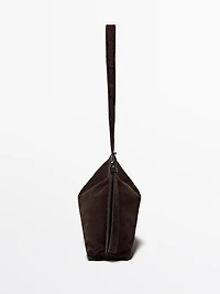 Split suede leather crossbody bag