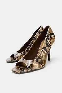 ANIMAL PRINT OPEN POINTED TOE SHOES