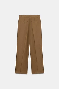 LINEN BLEND STRAIGHT LEG PANTS