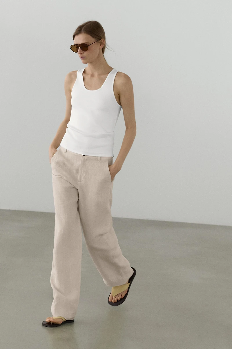 100% linen relaxed fit trousers