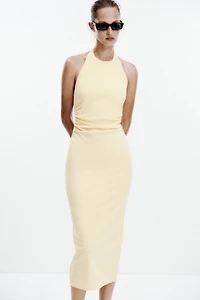 DRAPED HALTER DRESS