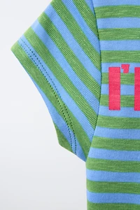 STRIPED T-SHIRT WITH TEXT