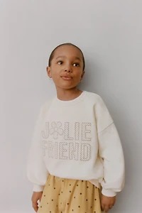 TEXT AND POLKA DOT PRINT SWEATSHIRT