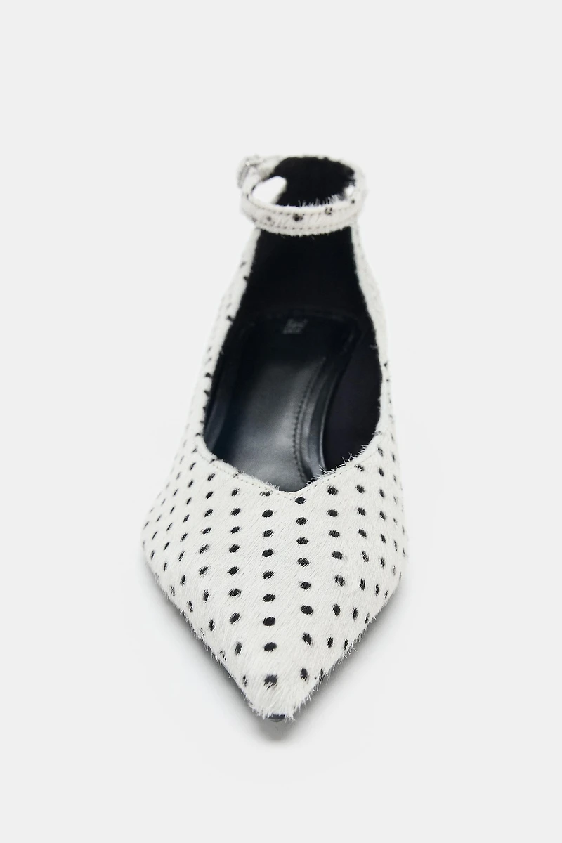 POLKA DOT FUR LEATHER HEELS