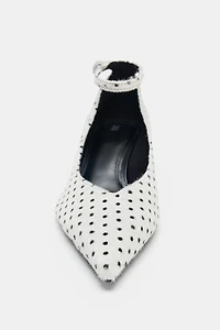 POLKA DOT FUR LEATHER HEELS