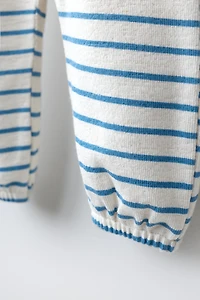 EMBROIDERED BUNNY STRIPED JUMPSUIT