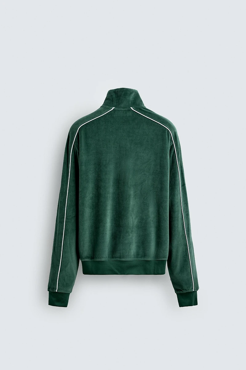VELOUR ZIP SWEATSHIRT