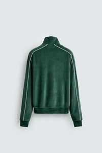 VELOUR ZIP SWEATSHIRT