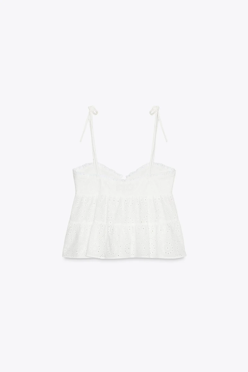 EMBROIDERED EYELET TOP