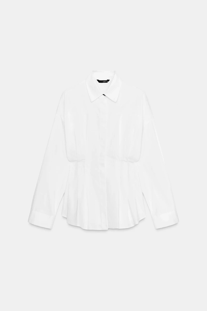 PLEATED POPLIN SHIRT