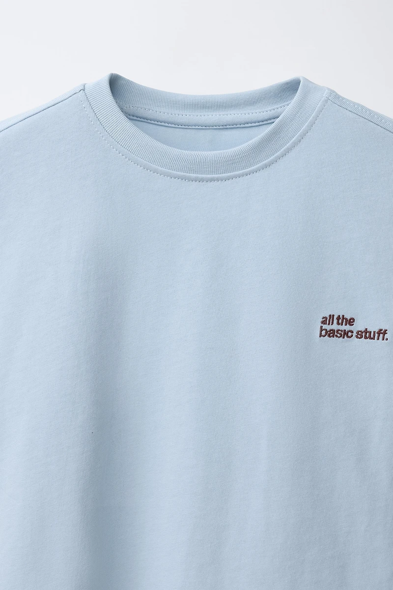 HEAVYWEIGHT EMBROIDERED TEXT T-SHIRT