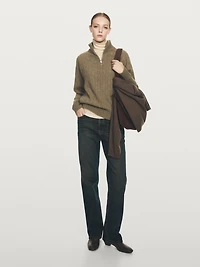 100% cashmere high neck sweater with zip