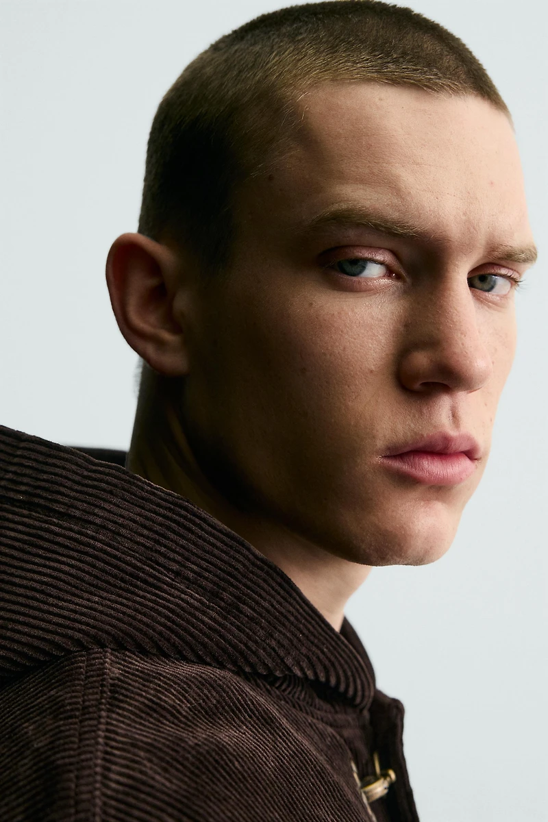 CORDUROY HOODIE FIREMAN CLASP JACKET