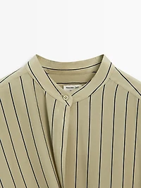 100% silk flowing striped asymmetric cut dress - STUDIO