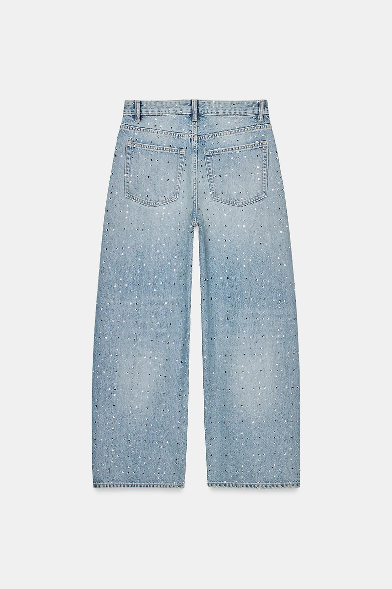 TRF MID-RISE SHIMMER BAGGY JEANS