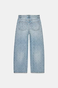 TRF MID-RISE SHIMMER BAGGY JEANS