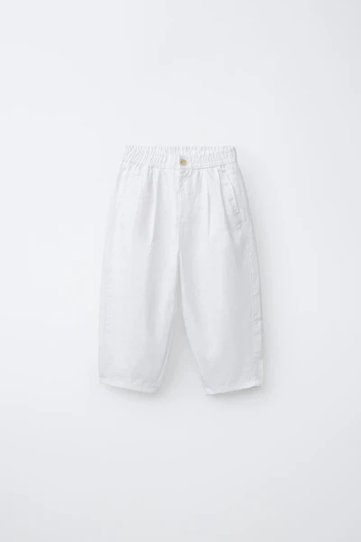 PANTALON À PINCES 100% LIN