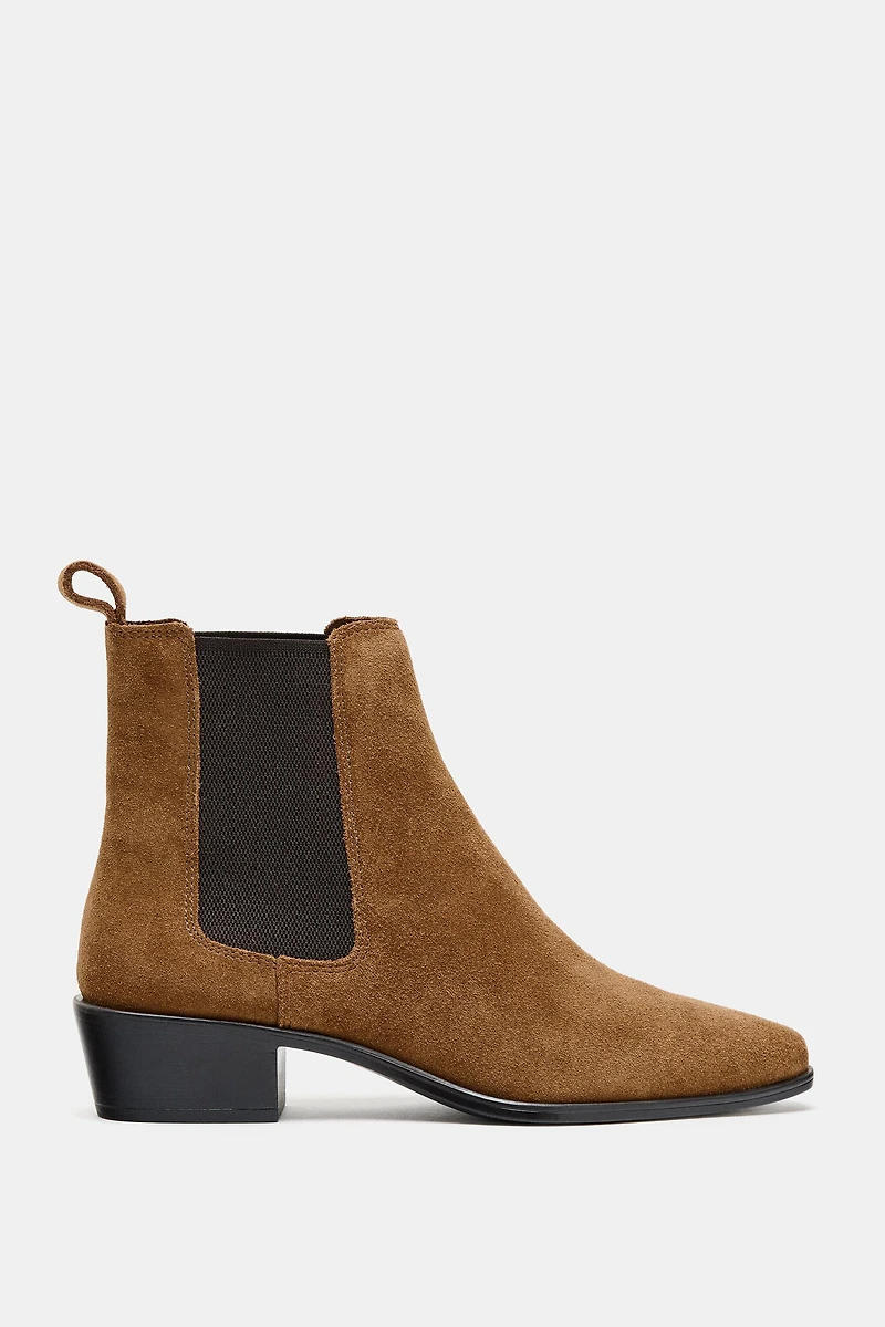 SPLIT LEATHER CHELSEA ANKLE BOOTS