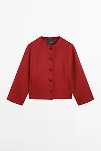 Wool blend jacket with seams