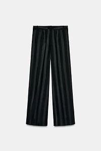 Jacquard Striped Pants with Metallic Thread
