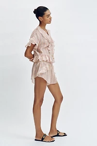 RUFFLED STRIPED SHORTS