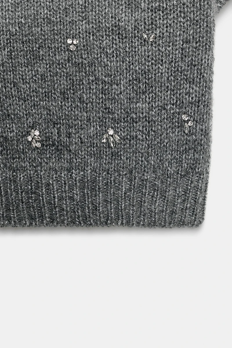 KNIT SWEATER WITH JEWEL BEADING
