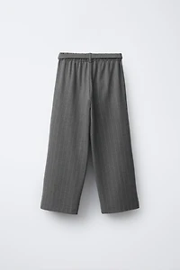 PINSTRIPE BELTED PANTS