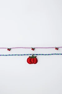 PACK OF TWO TOMATO BEAD NECKLACES