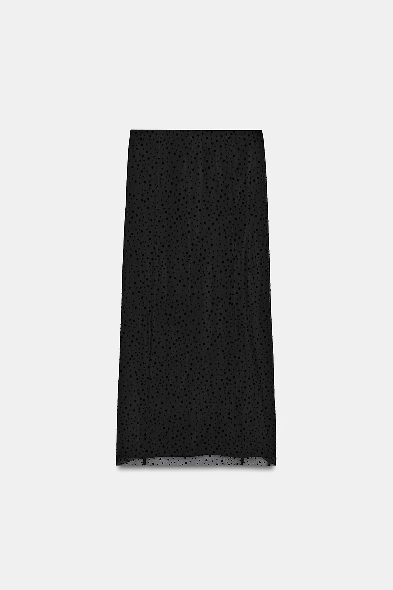 SWISS DOT MIDI SKIRT