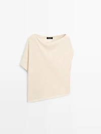 Linen blend asymmetric cropped cape