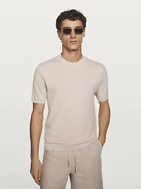 Textured knit short sleeve T-shirt