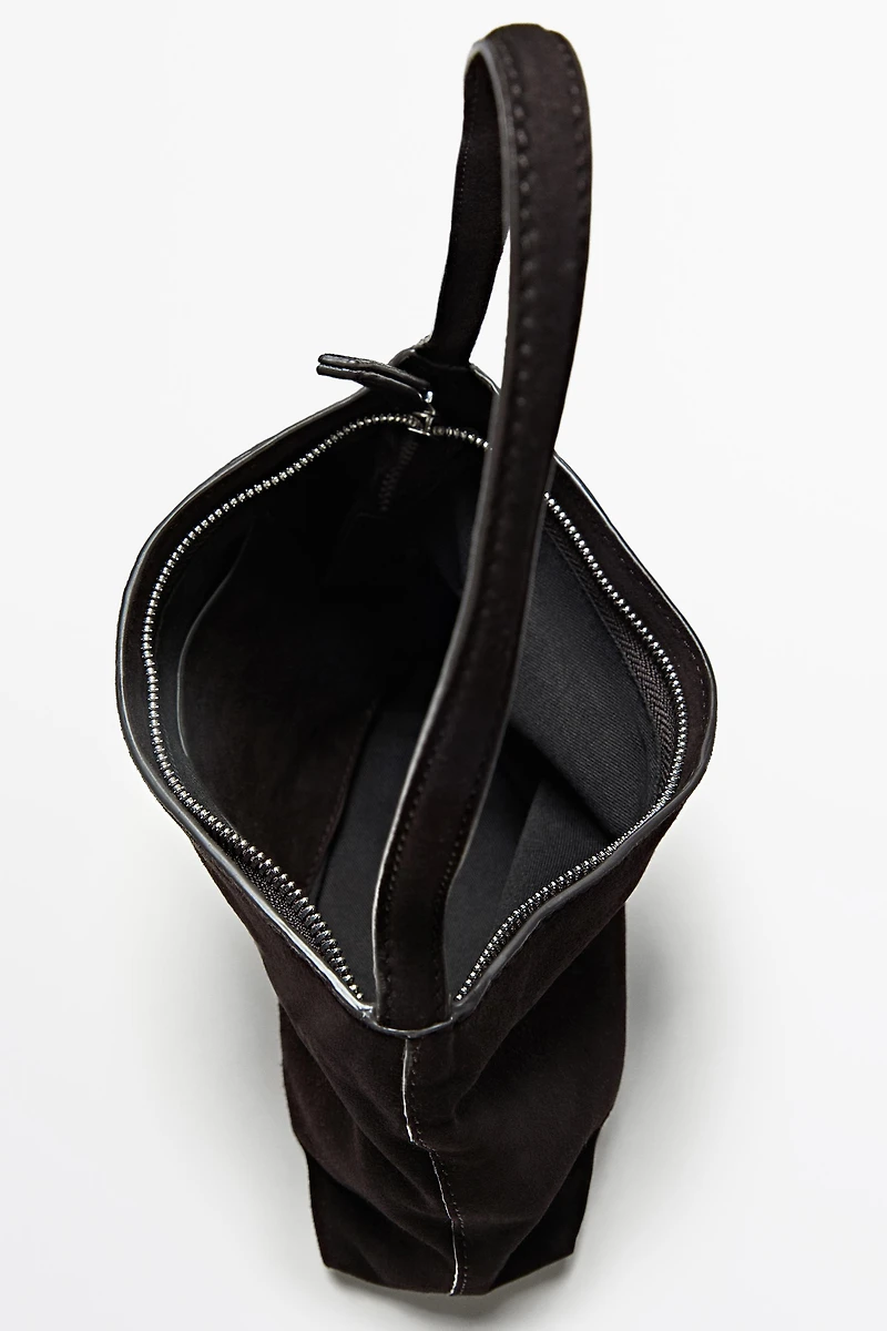 Small split suede leather shoulder bag