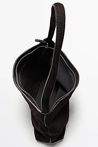 Small split suede leather shoulder bag