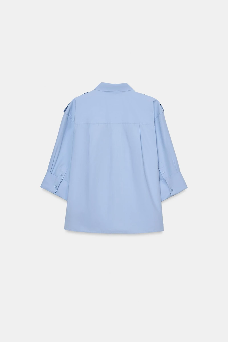 POPLIN SHIRT WITH POCKETS ZW COLLECTION