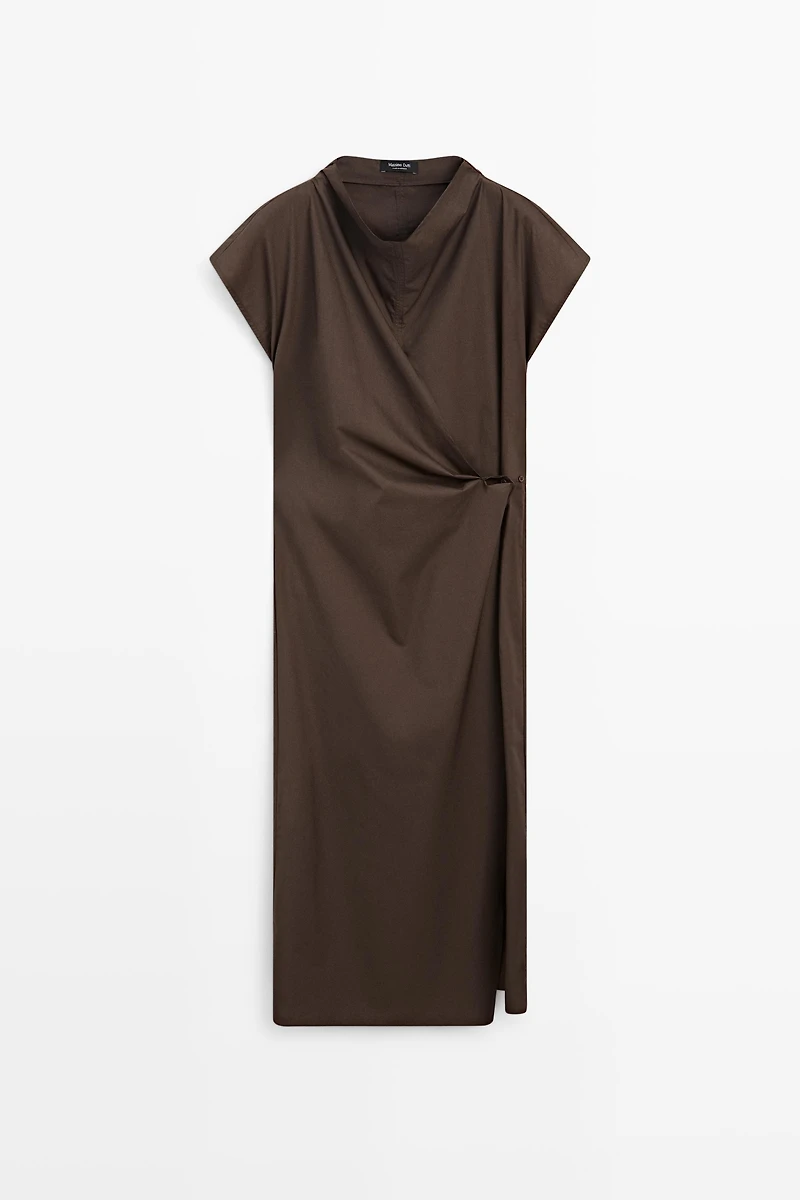 Robe drapée en popeline 100 % coton