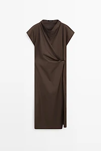 Robe drapée en popeline 100 % coton