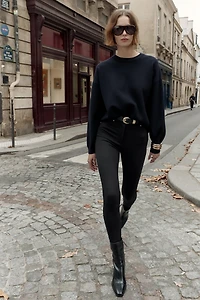 MID-RISE BELTED JEGGINGS