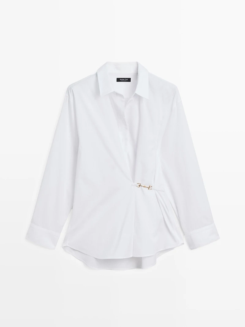 100% cotton poplin shirt with metallic detail
