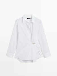 100% cotton poplin shirt with metallic detail