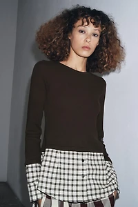 CONTRAST PLAID T-SHIRT