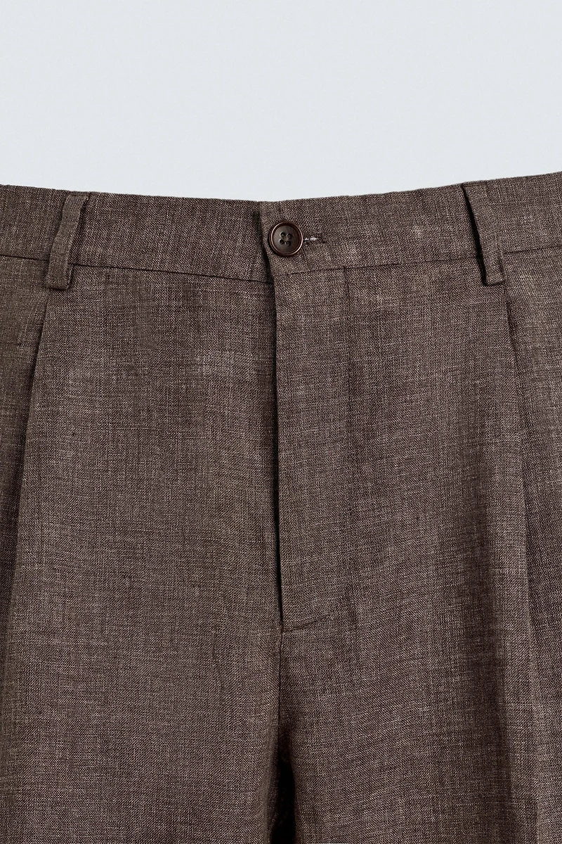 100% LINEN REGULAR FIT PANTS