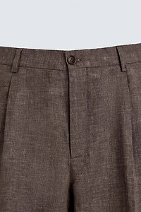 100% LINEN REGULAR FIT PANTS
