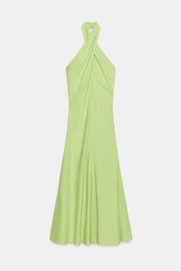 LINEN MIDI HALTER DRESS