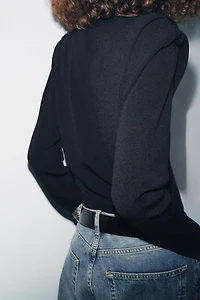 SHOULDER PAD KNIT TOP