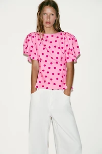 POLKA DOT PUFF SLEEVE TOP