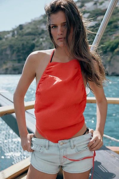 RUCHED HALTER TOP