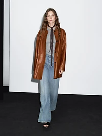 Manteau long en cuir nappa